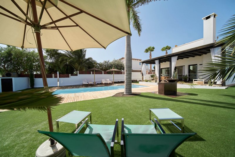 Piscina desde la zona de lectura